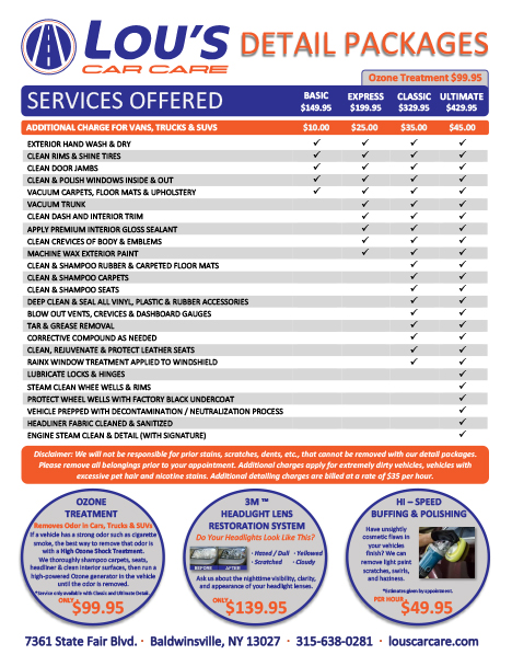 Baldwinsville Detailing Services | Lou's Car Care Center, Inc.